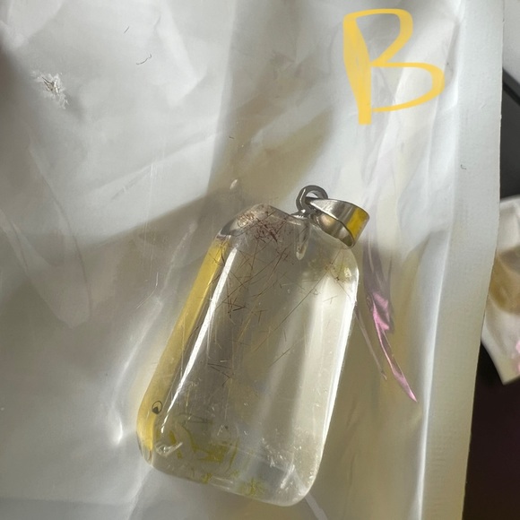 1pc Natural Gold Rutile Quartz Crystal Pendant - Perfect for DIY Necklace Making - Picture 5 of 10